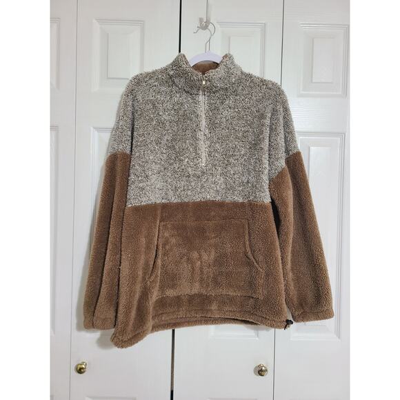 Merokeety large women's sherpa partial zip sweater - Picture 1 of 10